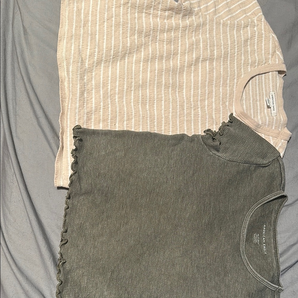 American Eagle Outfitters Olive and Cream T-Shirts